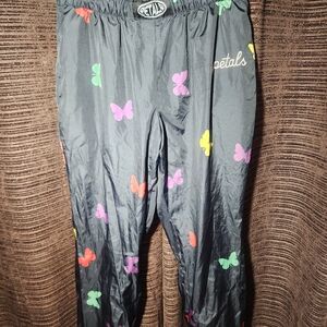 Petals Black Butterfly Print Pants